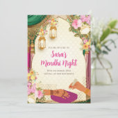 ドholki招待状 & メヘンディの招待状 デジタル 招待状 (スタンド正面)