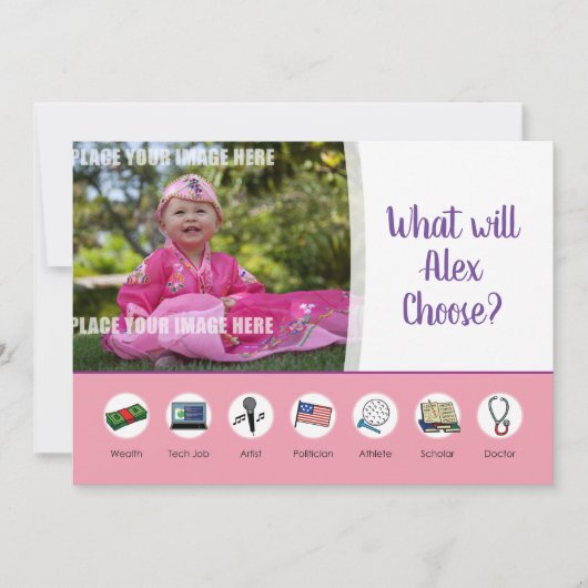 ドoljabiドoljanchi 韓国の伝統的な1歳の誕生日 招待状 (正面)