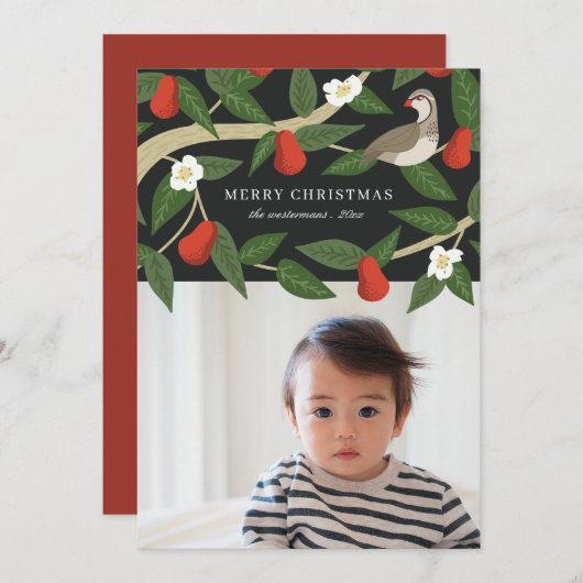 ナかわいらしシの木に生えるヤナギ |フォトクリスマス シーズンカード (正面/裏面)