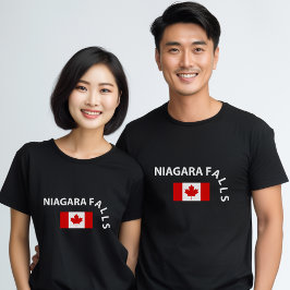 ナイアガおもしろいラ秋ウォーターフォールカナダ国旗ダーク Tシャツ