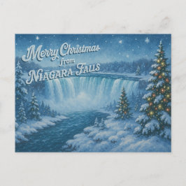 ナイアガラの滝の冬の絵葉書 メリークリスマス ポストカード