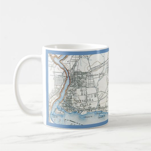 ナイアガラの滝の地図マグ コーヒーマグカップ (左)