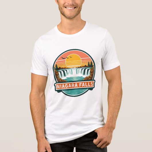 ナイアガラの滝 カナダ レトロデザイン トライブレンドTシャツ (正面)