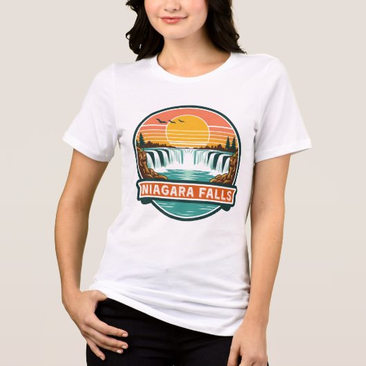 ナイアガラの滝 カナダ レトロデザイン トライブレンドTシャツ (正面)