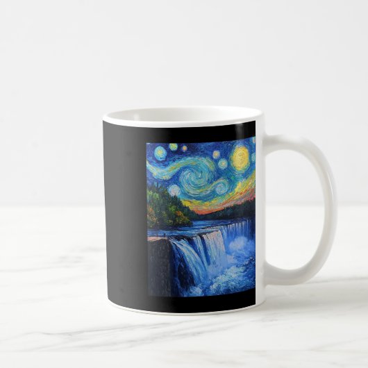 ナイアガラの滝 - ゴッホ風 - 星空 コーヒーマグカップ (右)