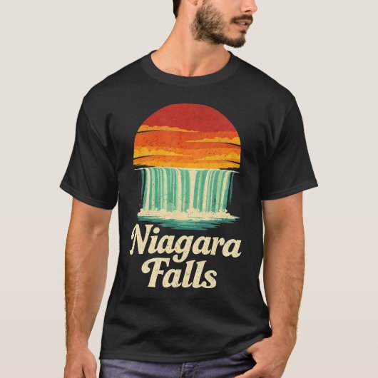 ナイアガラの滝 レトロサンセット Tシャツ (正面)