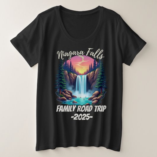 ナイアガラの滝 ロードトリップ 家族旅行 旅行 男性 プラスサイズTシャツ (デザイン正面)