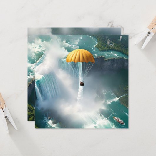 ナイアガラの秋達の上にパラシュートを入れ 招待状 (正面/裏面インサイチュ)