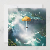 ナイアガラの秋達の上にパラシュートを入れ 招待状 (裏面)