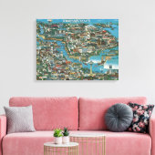 ナイアガラ滝の地図 キャンバスプリント (インサイチュ (リビング))