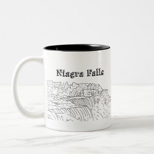 ナイアガラ滝バケーションスケッチバケーションアートトラベル ツートーンマグカップ (左)