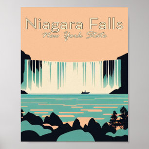 ナイアガラ滝ミニマリストVintage Travel Poster ポスター