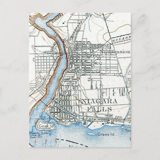 ナイアガラ滝鳥瞰図マップ ポストカード (正面)