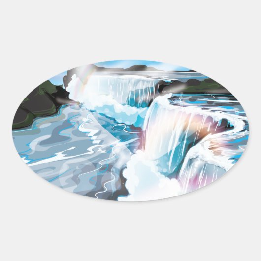 ナイアガラ滝 楕円形シール (正面)