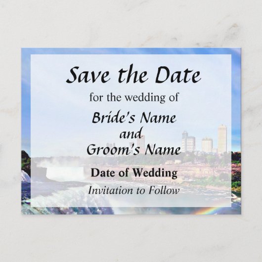 ナイアガラ滝NY - Under the Rainbow Save the Date 案内ポストカード (正面)