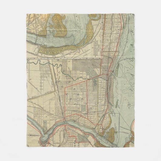 ナイアガラ秋のヴィンテージ地図NY (1893) フリースブランケット (正面)