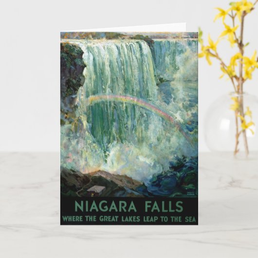 ナイアガラ秋のヴィンテージ旅行ポスター カード (黄色い花)