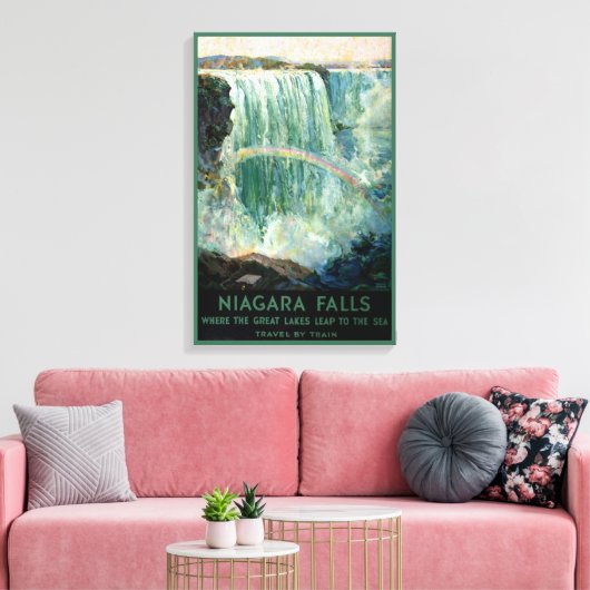 ナイアガラ秋のヴィンテージ旅行ポスター キャンバスプリント (インサイチュ (リビング))