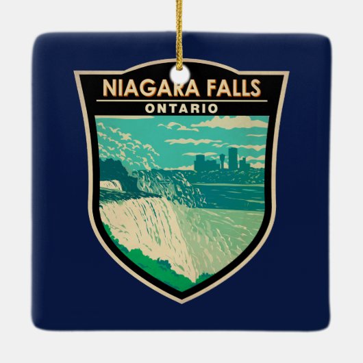 ナイアガラ秋オンタリオトラベルアートヴィンテージ セラミックオーナメント (裏面)