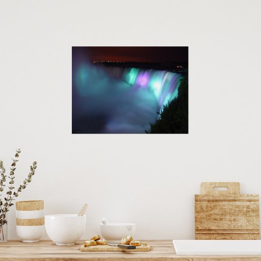 ナイアガラ秋カナダナイトパープルアクアポスター ポスター (キッチン)