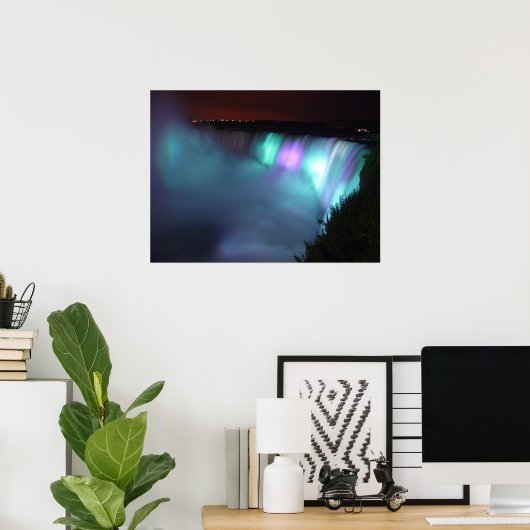 ナイアガラ秋カナダナイトパープルアクアポスター ポスター (ホームオフィス)