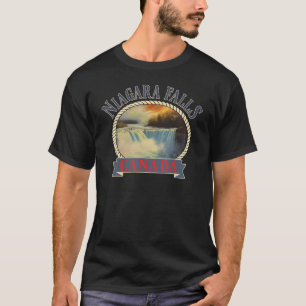 ナイアガラ秋カナダUSA自然川 Tシャツ