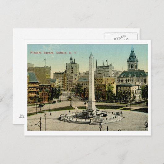 ナイアガラ・スクエア、バッファロー、ニューヨーク州 ヴィンテージ ポストカード (正面/裏面)