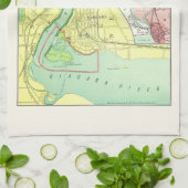 ナイアガラ・フォールズおよび近辺のヴィンテージの地図1885年 キッチンタオル (折り畳み)