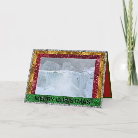 ナイアガラ・フォールズによって凍っていられているクリスマスカード シーズンカード (正面)