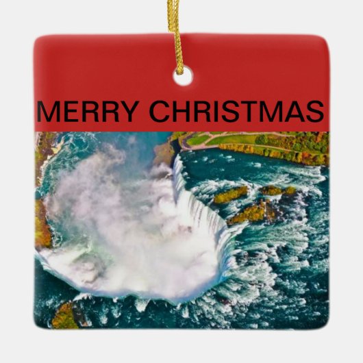ナイアガラ・フォールズのクリスマスのオーナメント セラミックオーナメント (正面)