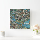 ナイアガラ・フォールズの地図 スクエア壁時計 (ホーム)