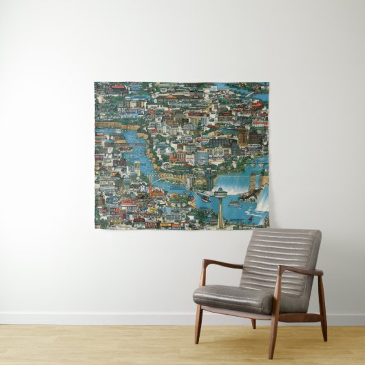 ナイアガラ・フォールズの地図 タペストリー (インサイチュ(横))