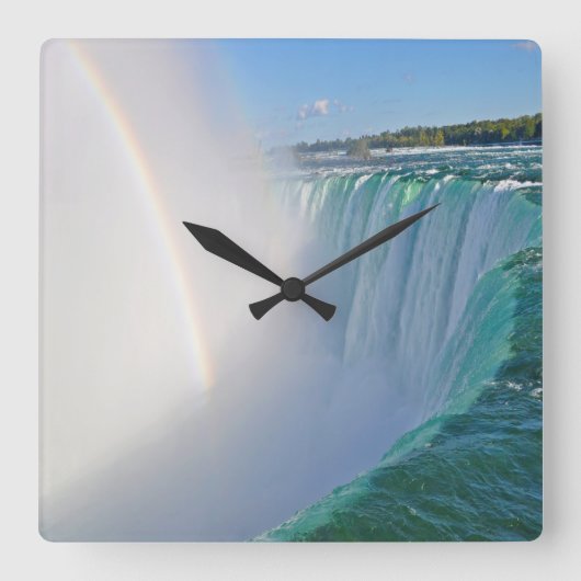 ナイアガラ・フォールズの蹄鉄の滝及び虹の時計 スクエア壁時計 (正面)