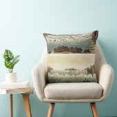 ナイアガラ・フォールズ1818年(色の版木、銅版、版画) クッション (椅子)