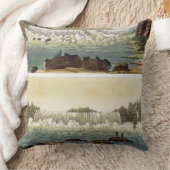 ナイアガラ・フォールズ1818年(色の版木、銅版、版画) クッション (ブランケット)