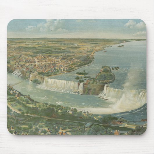 ナイアガラ・フォールズNY (1893年)のヴィンテージの絵解き地図 マウスパッド (正面)