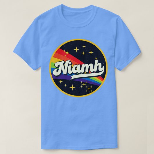 ナイアムレインボーイン宇宙ヴィンテージスタイル Tシャツ (デザイン正面)