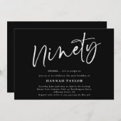 ナイシンプルティ白黒90th誕生日 招待状 (正面/裏面)