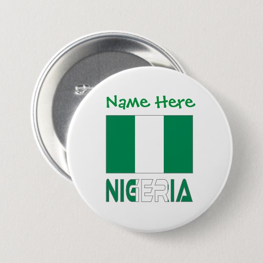ナイジェリアおよびナイジェリア国旗の緑の個人用設定 缶バッジ (正面&裏面)