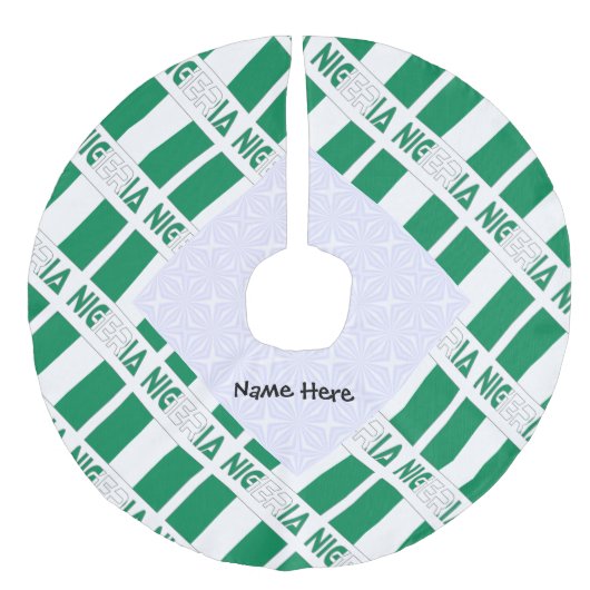 ナイジェリアとナイジェリアの国旗、あなたの名前で並べる フェイクリネンツリースカート (正面)