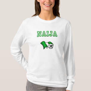 ナイジェリアのサッカーのスターのギフトのNaijaの旗 Tシャツ