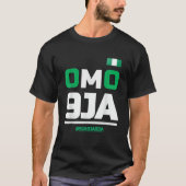 ナイジェリアのナイジェリア国旗とOmo 9JAハート Tシャツ (正面)