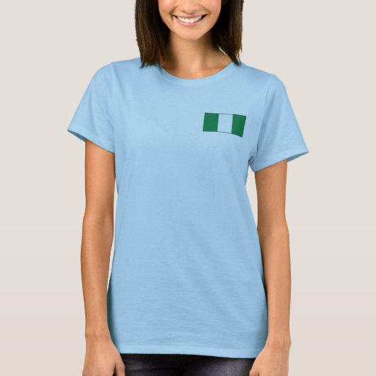ナイジェリアの旗と地図のTシャツ Tシャツ (正面)