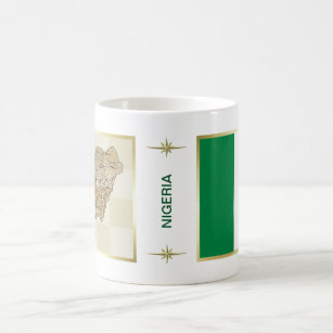 ナイジェリアの旗 + 地図のマグ コーヒーマグカップ