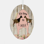 ナイジェリアの矮性乳製品ヤギ – 搾乳時間 メタルオーナメント (正面右)