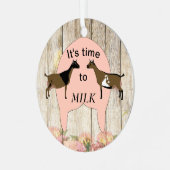 ナイジェリアの矮性乳製品ヤギ – 搾乳時間 メタルオーナメント (正面左)
