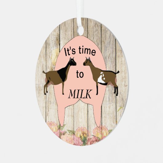 ナイジェリアの矮性乳製品ヤギ – 搾乳時間 メタルオーナメント (正面左)