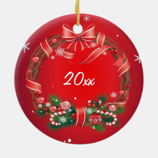 ナイジェリアの矮星ヤギのサンタハットクリスマスオーナメント セラミックオーナメント (裏面)