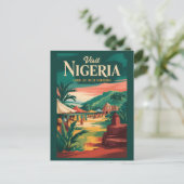 ナイジェリアの絵画的イラスト旅行アートヴィンテージ ポストカード (スタンド正面)