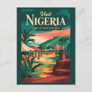 ナイジェリアの絵画的イラスト旅行アートヴィンテージ ポストカード